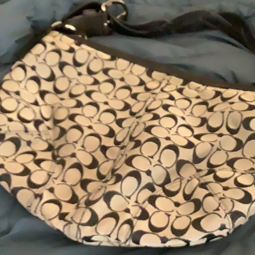 Coach black/gray signature monogram bucket purse